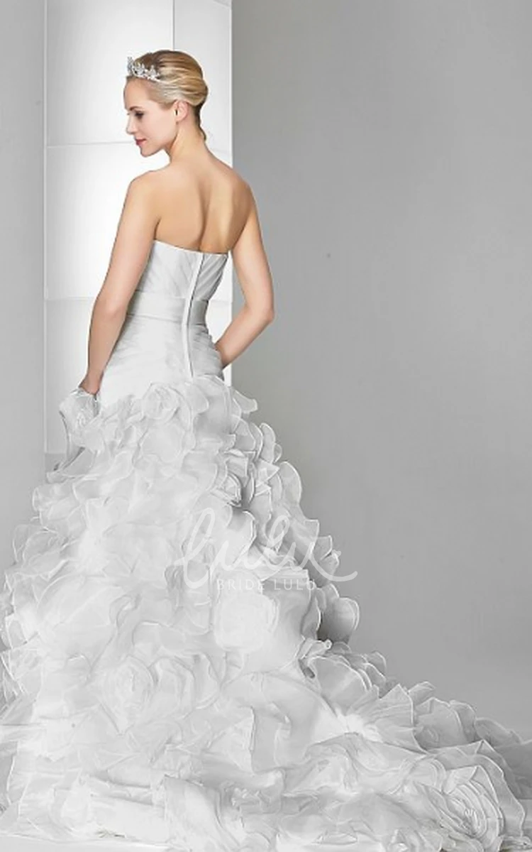 Organza Sweetheart A-Line Wedding Dress with Jeweled Bodice and Brush Train