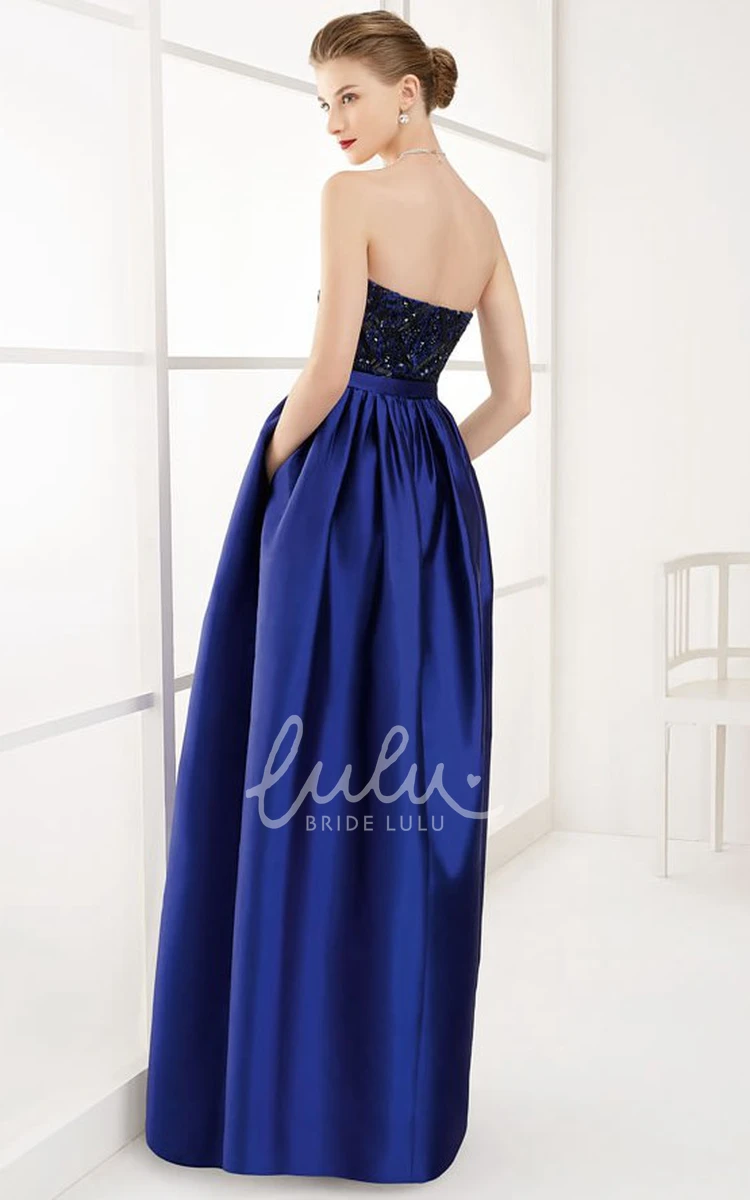 Sequined Lace Bodice A-Line Taffeta Prom Dress Long Formal Dress 2024