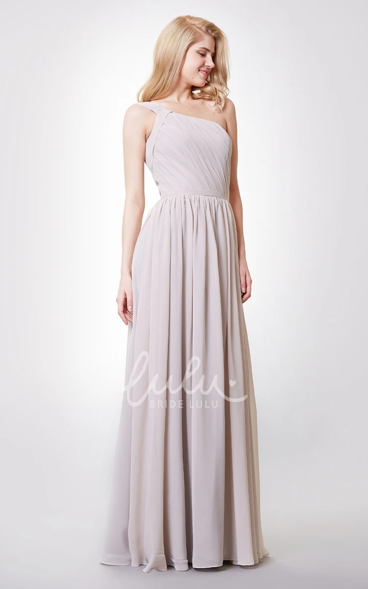 One Shoulder Pleated A-line Chiffon Bridesmaid Dress Elegant & Modern