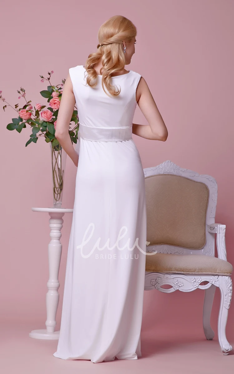 A-line Chiffon Maternity Wedding Dress with Sash Cowl Neckline Wedding Dress