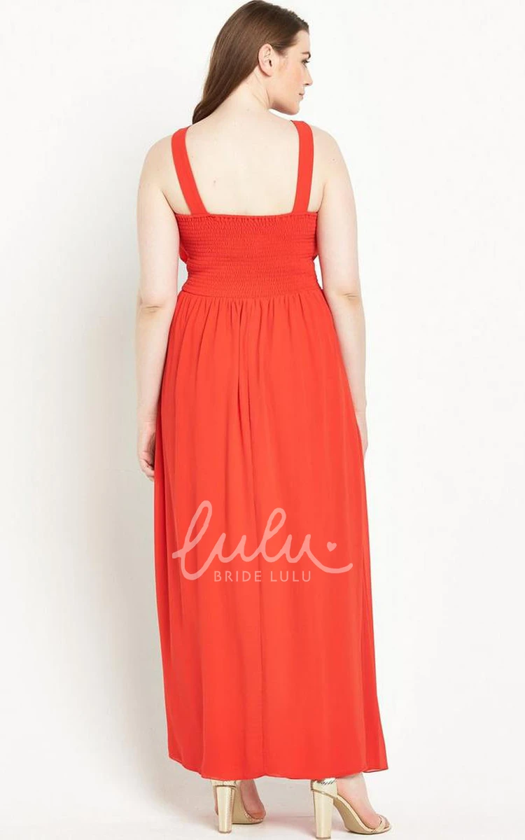 Beaded Scoop Neck Chiffon Bridesmaid Dress Sleeveless and Ankle-Length