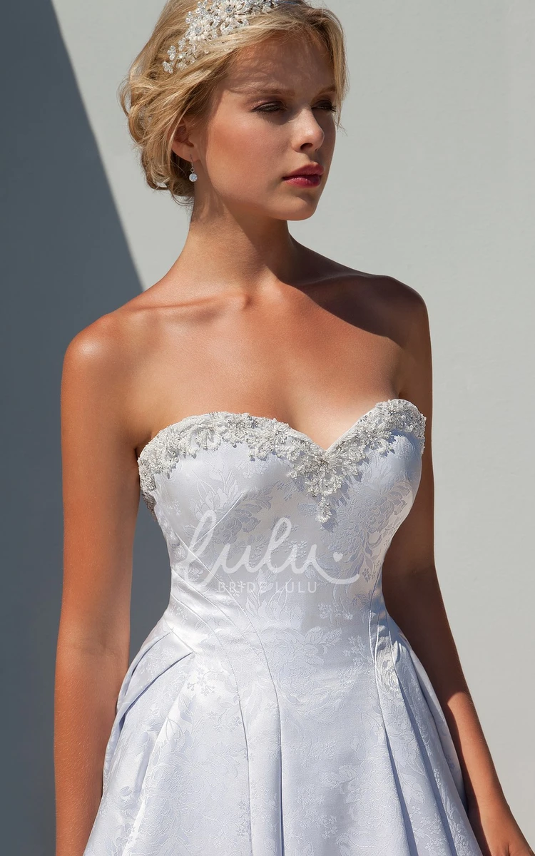 Sweetheart Satin A-Line Wedding Dress with Beaded Embellishments