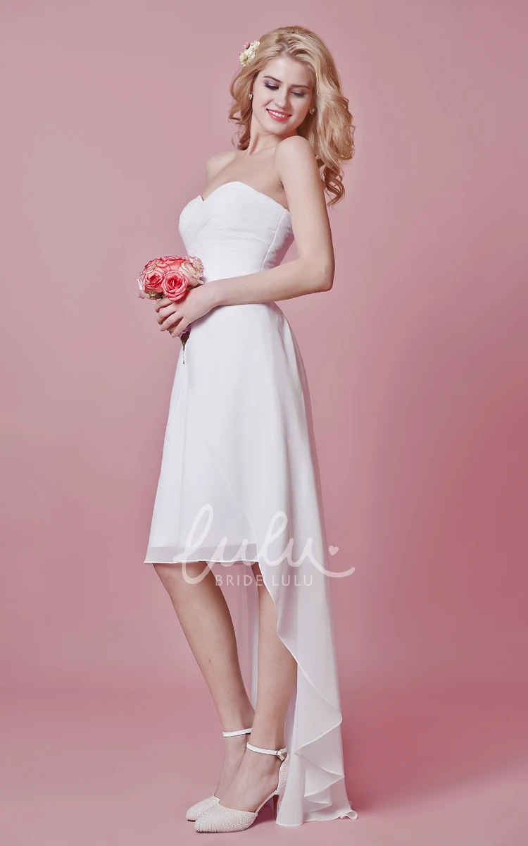 Sweetheart High-low Chiffon Wedding Dress with Chic Style