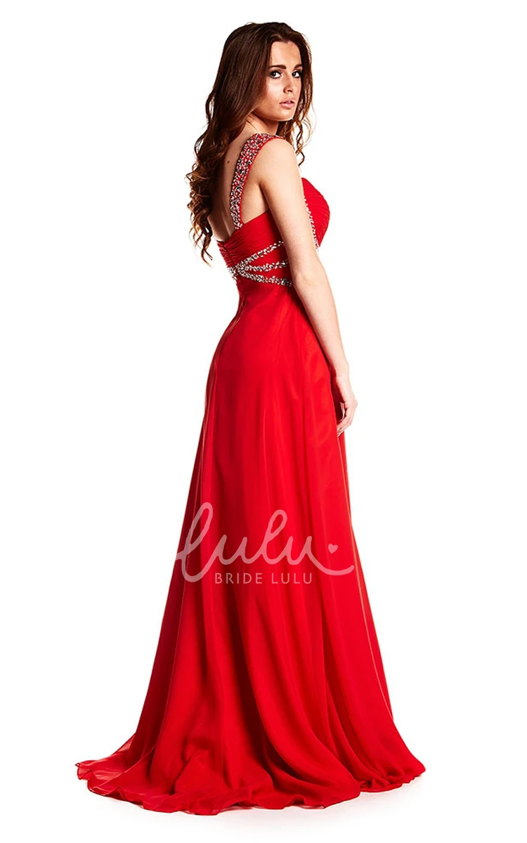 Criss-Cross Strapped Chiffon Prom Dress Sleeveless