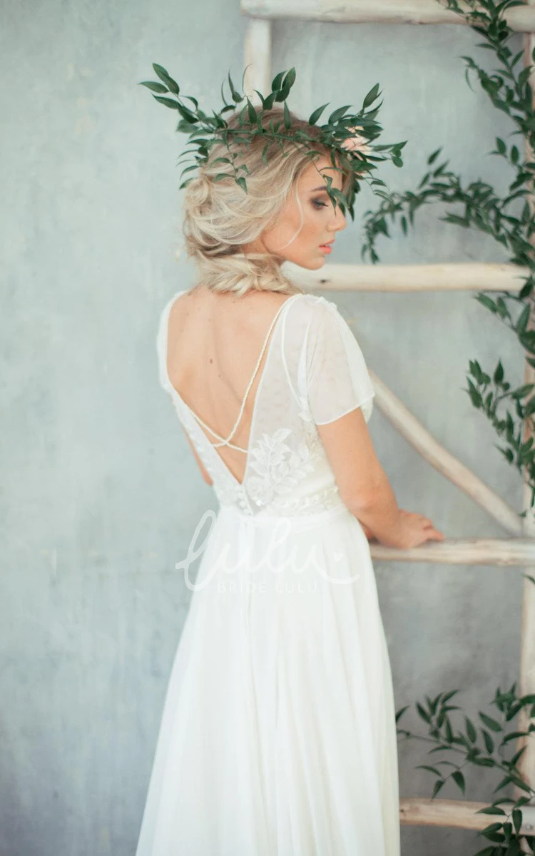 Chiffon A-Line Wedding Dress with Beaded Bodice