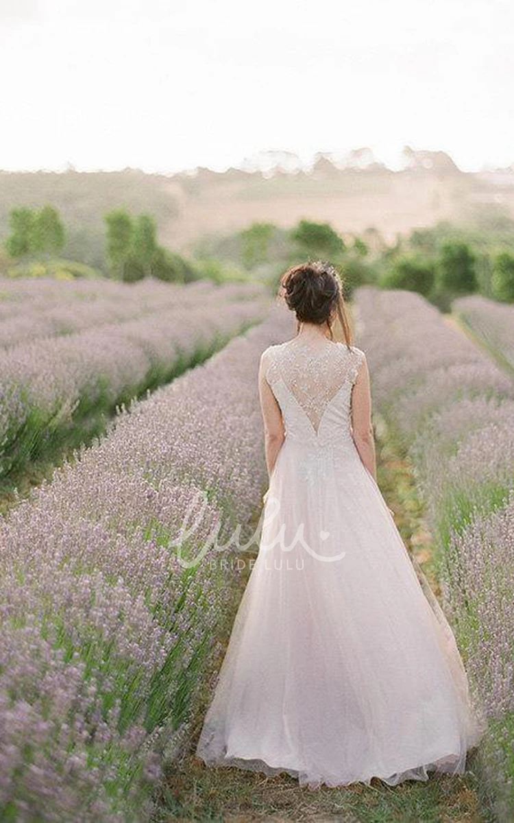 Sleeveless Tulle Wedding Dress with Beading and Jewel Neckline