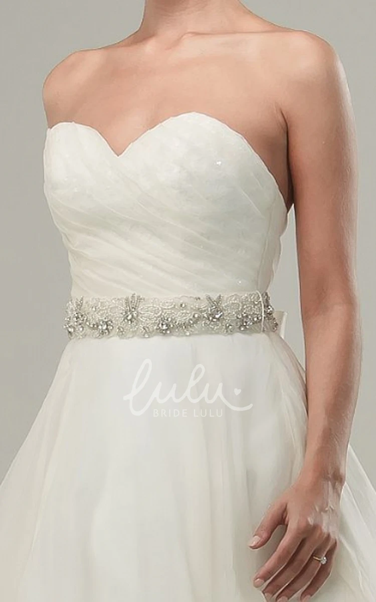 Sweetheart A-Line Tulle & Satin Wedding Dress with Jeweled Bodice