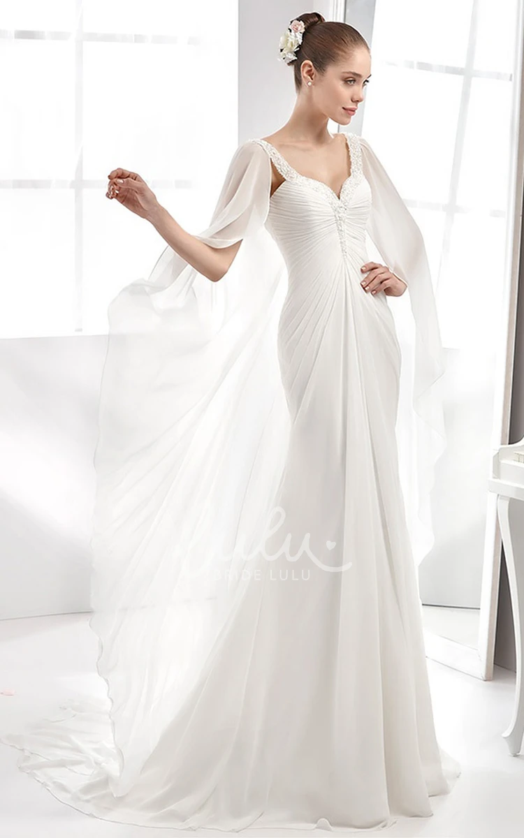 Front Draping Sweetheart Chiffon Wedding Dress with Beaded Bust Classy Bridal Gown