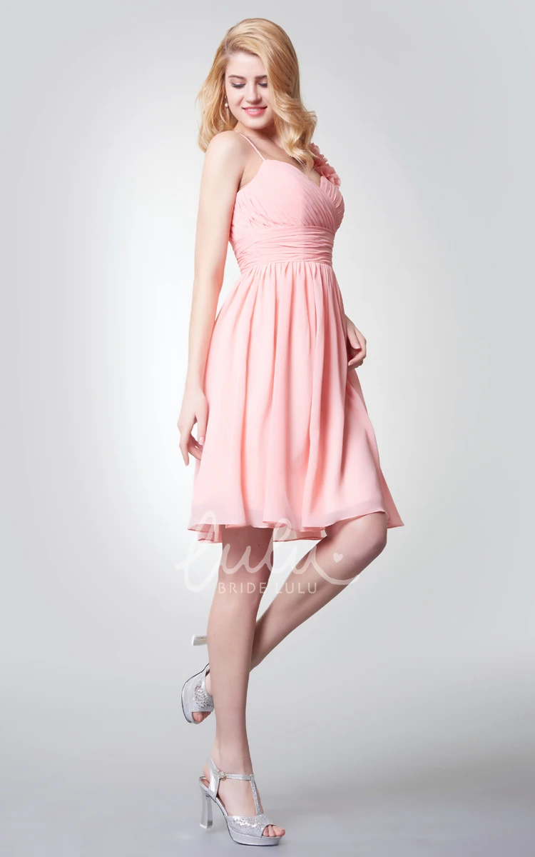 Empire Waist Chiffon Bridesmaid Dress with Flower Detailing Sleeveless & Unique