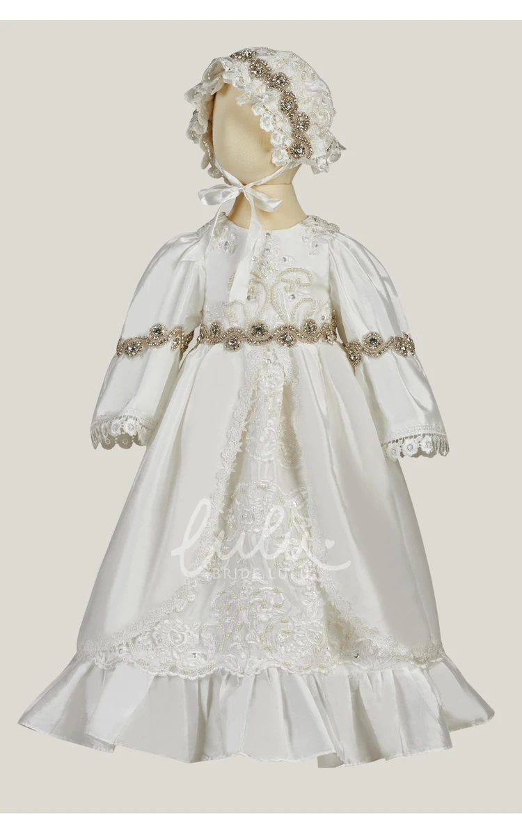 Vintage Pearl Beaded Christening Dress for Girls