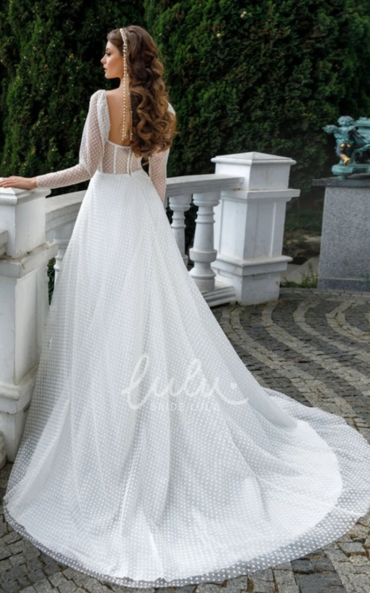 A-Line Tulle Sweetheart Wedding Dress with Sweep Train Flowy A-Line Tulle Wedding Dress with Sweetheart Neckline and Sweep Train