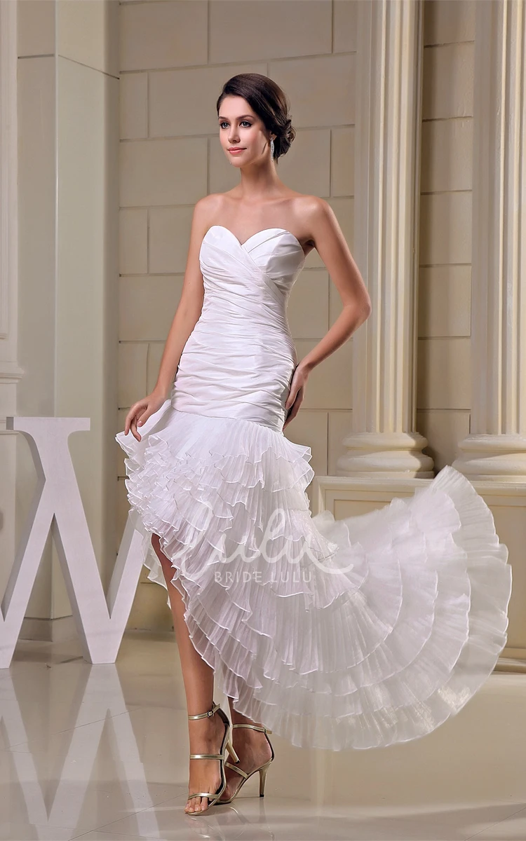 Tulle Sweetheart High-Low Prom Dress with Ruching and Tiered Skirt