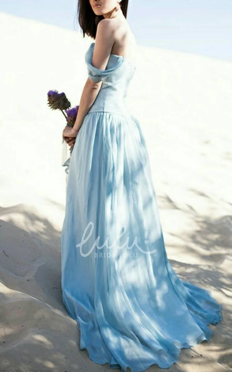 Bohemian Kimono Style Chiffon Bridesmaid Dress in Blue