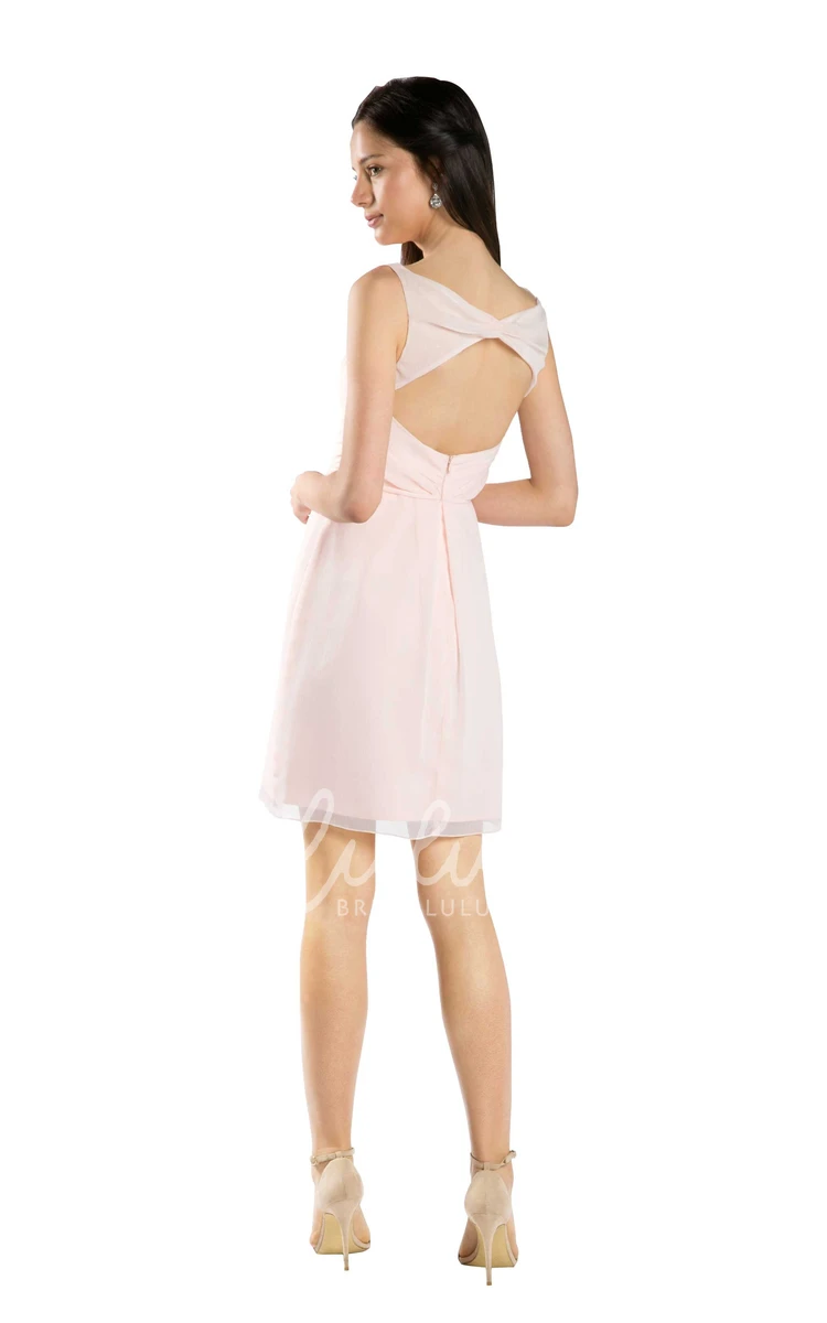 Criss-Cross Sleeveless Chiffon Bridesmaid Dress Multi-Color Short Convertible