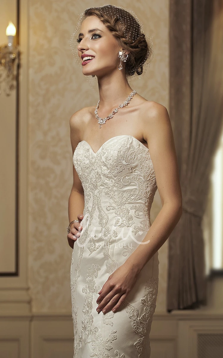 Lace Sweetheart Sheath Wedding Dress with Waist Jewelry Sleeveless & Long