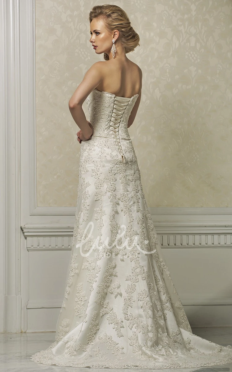 Appliqued Lace Sheath Wedding Dress Sweetheart Sleeveless Floor-Length