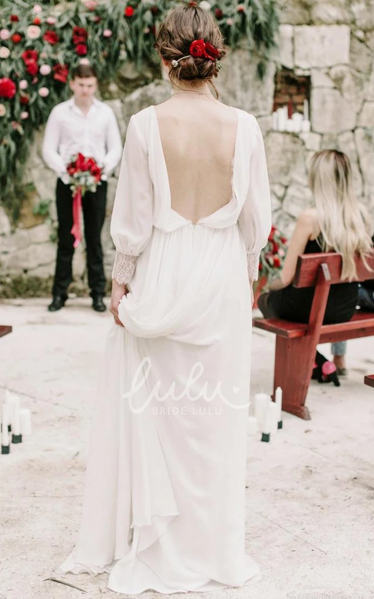 Chiffon Jewel A-Line Open Back Wedding Dress