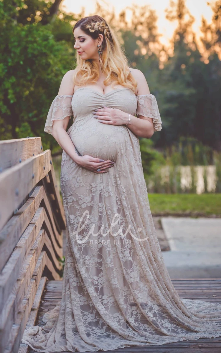 Short Sleeve Maternity Bridesmaid Dress with A-Line Silhouette