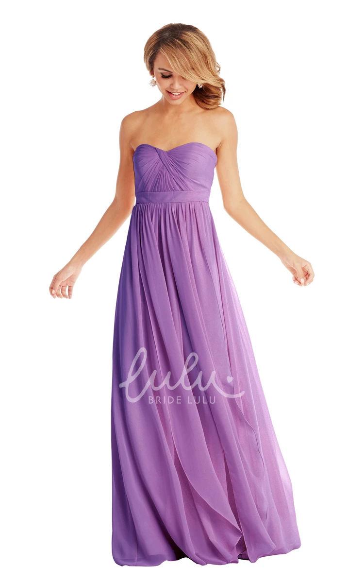 Sleeveless Sweetheart Ruched Chiffon Multi-Color Bridesmaid Dress with Pleats and Convertible Style