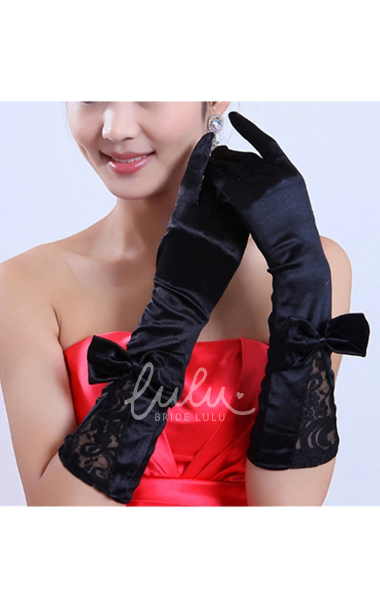 Large Bowknot Satin Gloves Prom Dress Accessory