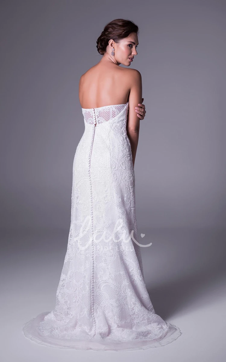 Lace Strapless Sheath Wedding Dress Floor-Length Sleeveless