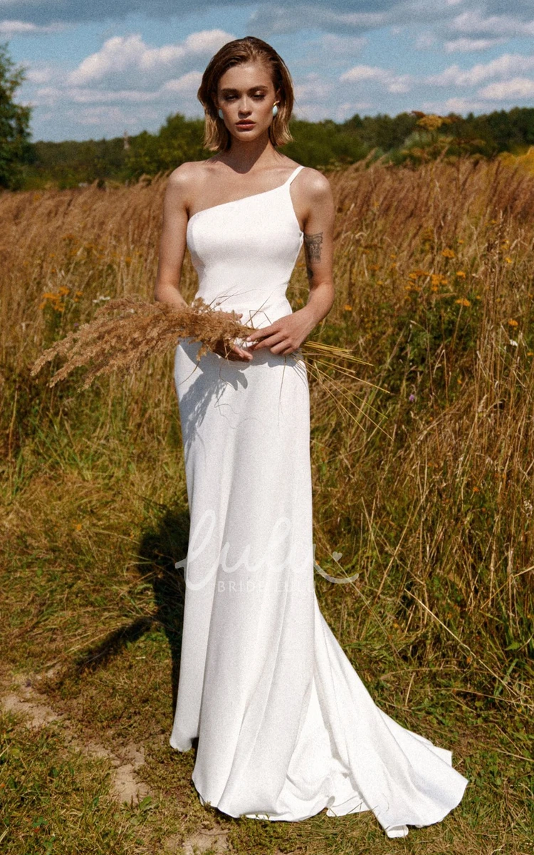 2-in-1 Sheath Chiffon and Satin Wedding Dress with Removable Skirt Modern Wedding Dress