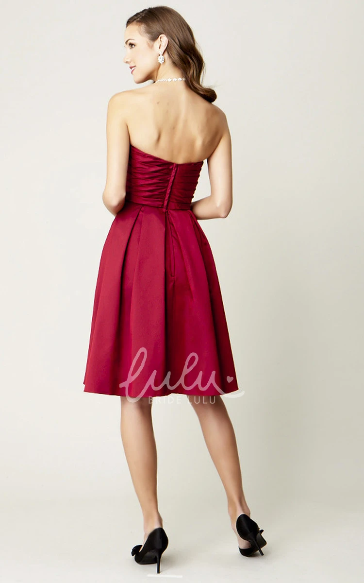 Sleeveless Ruched Knee-Length Bridesmaid Dress in Satin