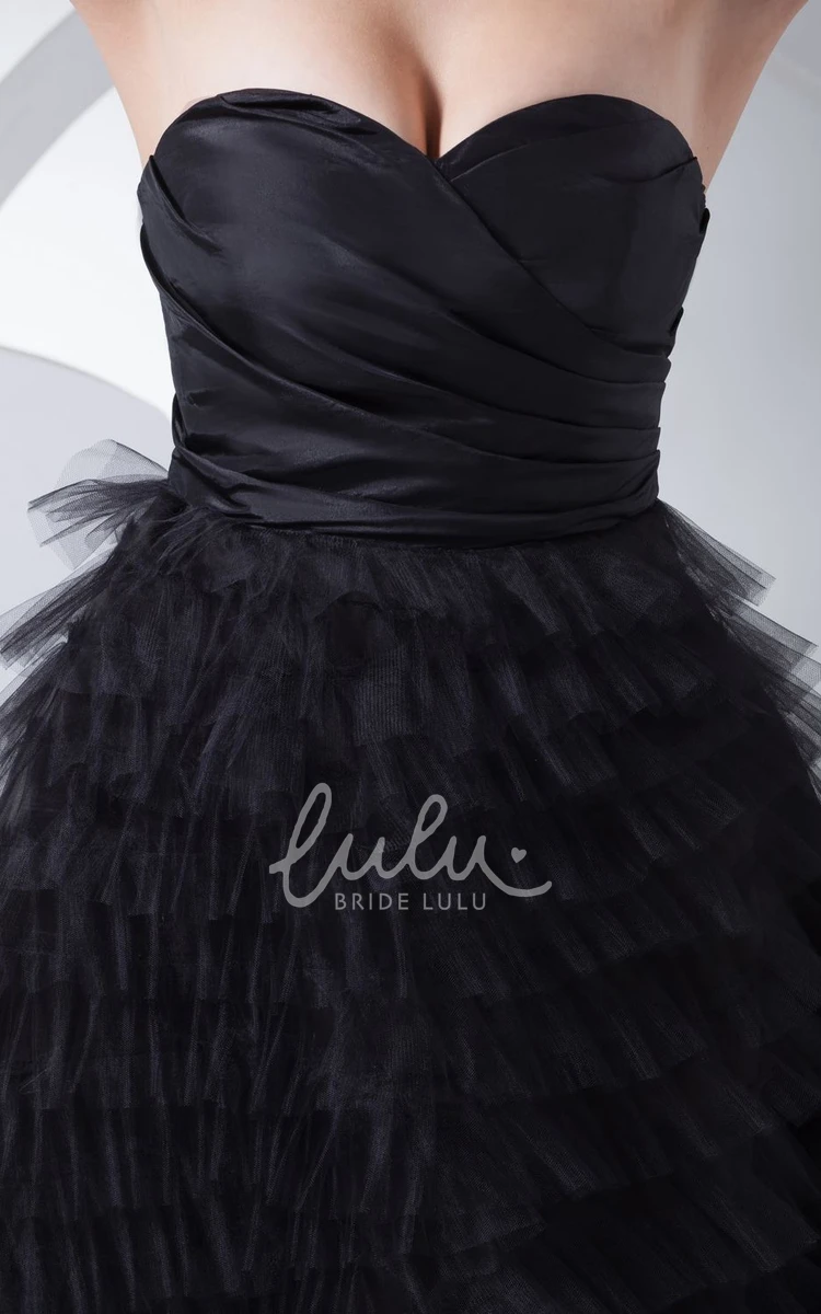 Tulle Tea-Length Formal Dress Sweetheart A-Line with Ruching and Tiers