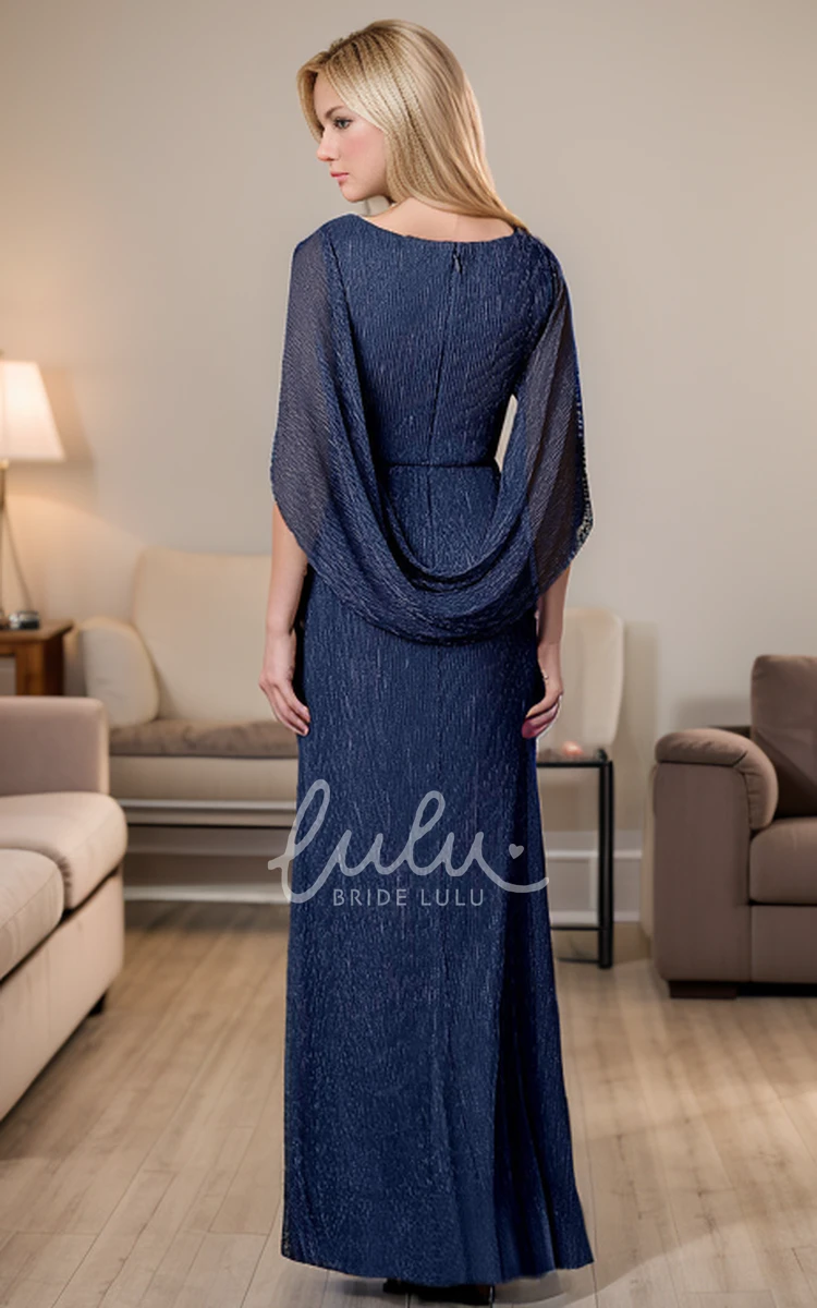 Simple Modest Sheath Short Sleeve Mother of the Bride Dress with Runching and Zipper Back