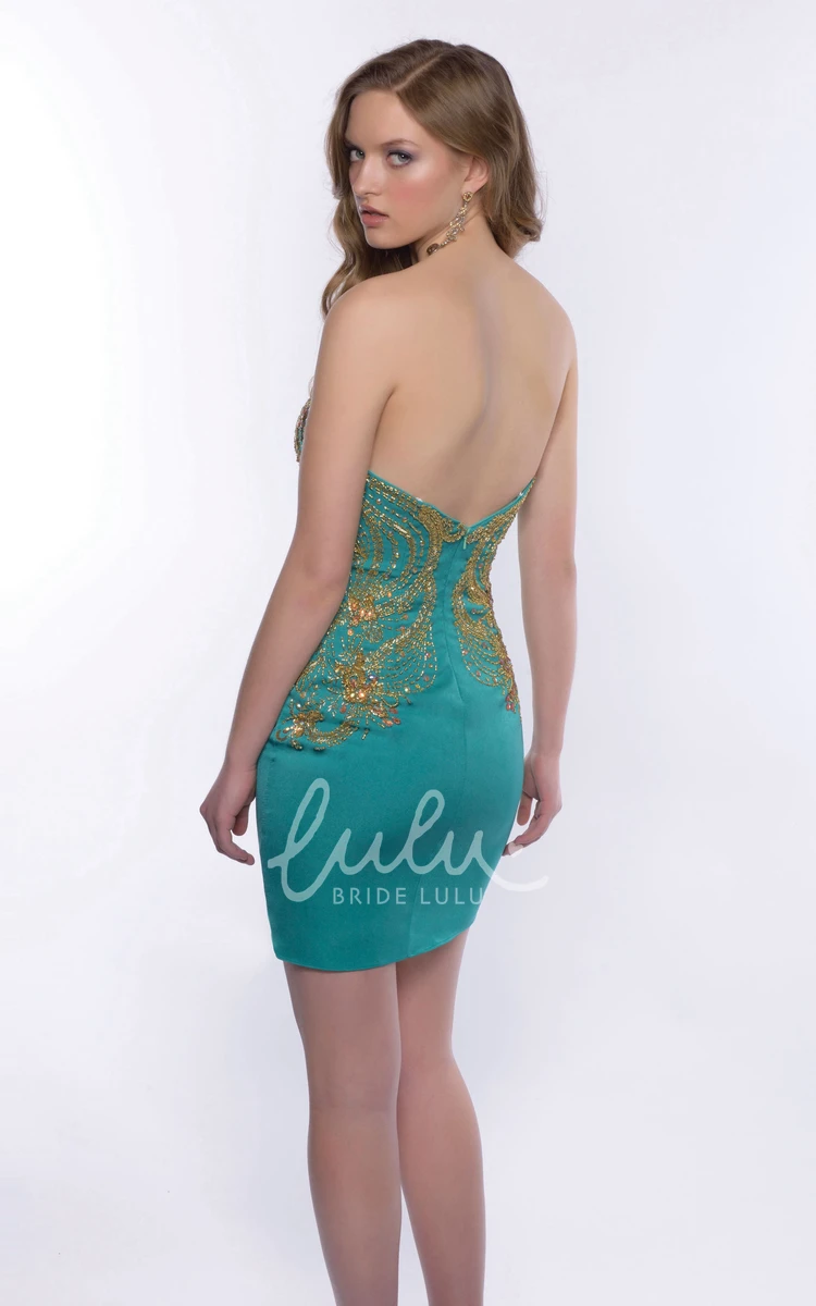 Sequined Sweetheart Satin Homecoming Dress Form-Fitted Short