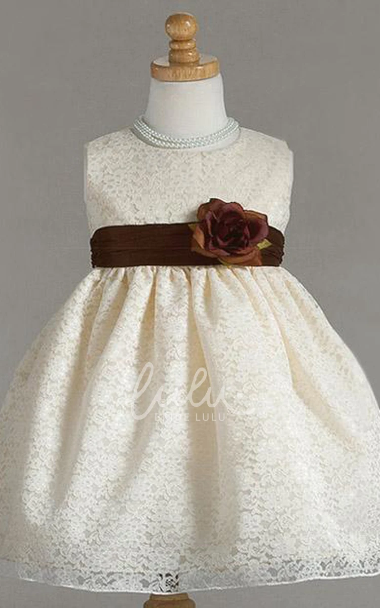 Floral Lace Tea-Length Flower Girl Dress Elegant and Unique