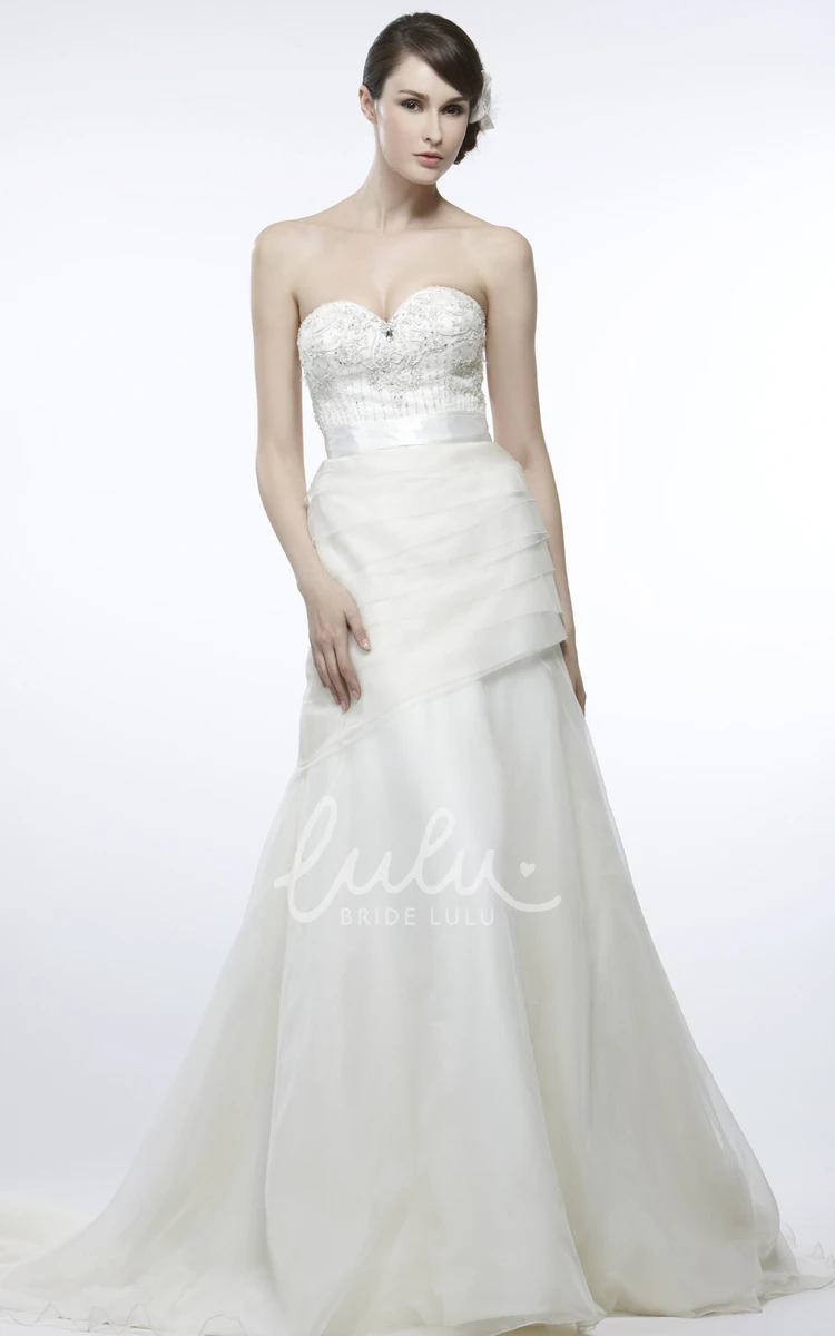 Sleeveless Sweetheart Beaded Tulle Wedding Dress A-Line