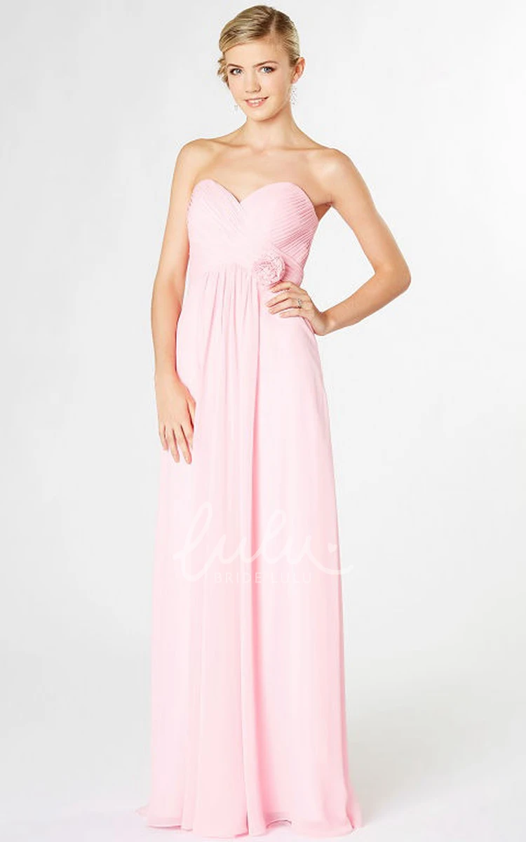 Sweetheart Empire Criss-Cross Chiffon Bridesmaid Dress with Corset Back and Flower Details