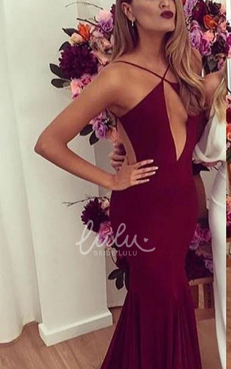 Burgundy Mermaid Prom Dress with Backless Design