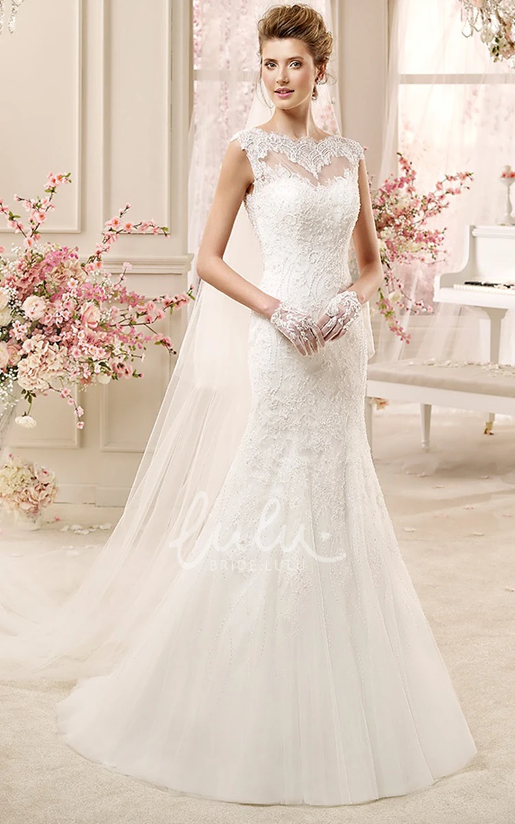 Backless Illusive Design Mermaid Wedding Dress with Scalloped Neckline