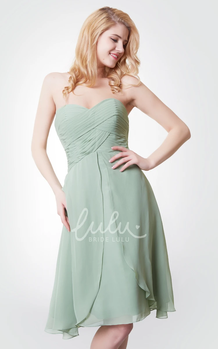 A-Line Knee Length Sweetheart Bridesmaid Dress with Flower Detailing