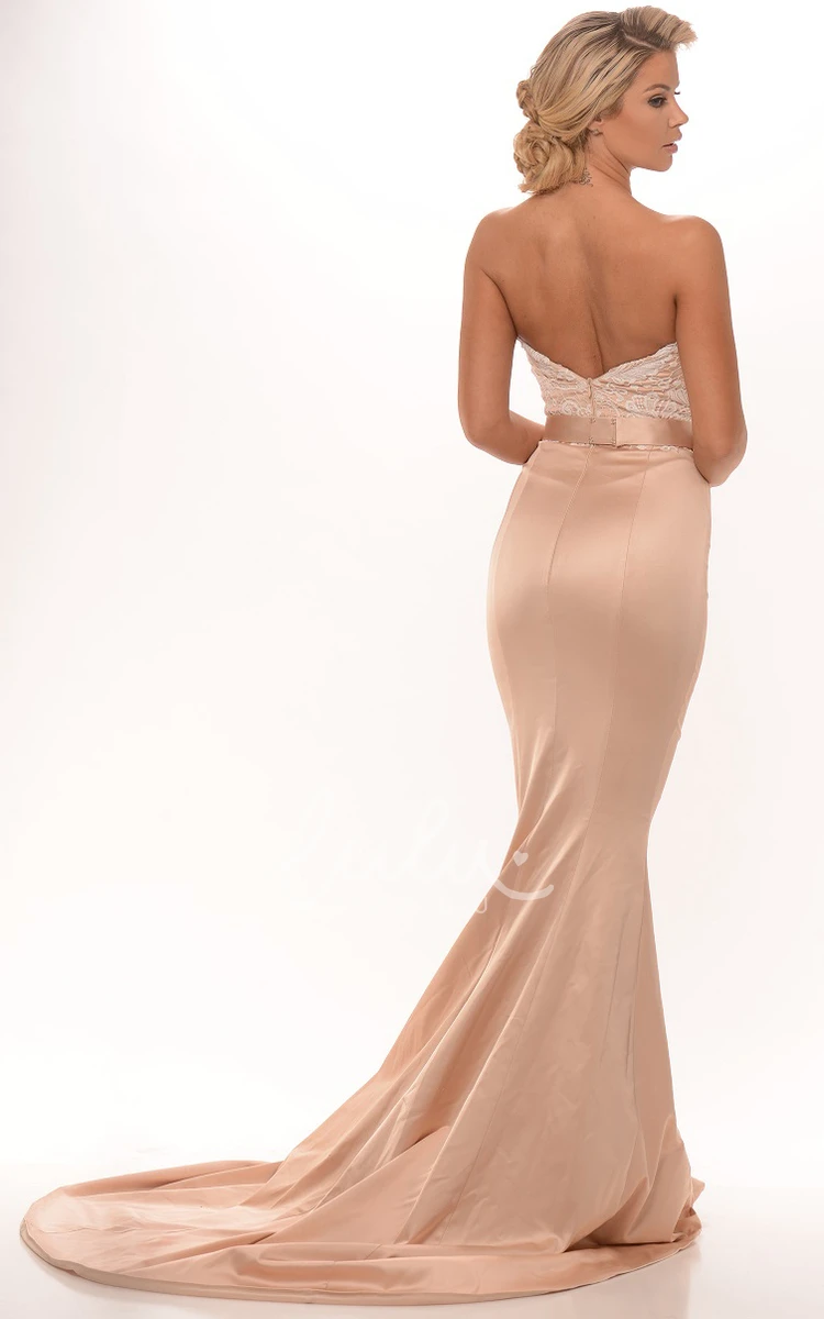 Beaded Sweetheart Satin Prom Dress with Backless Style Mermaid Prom Dress