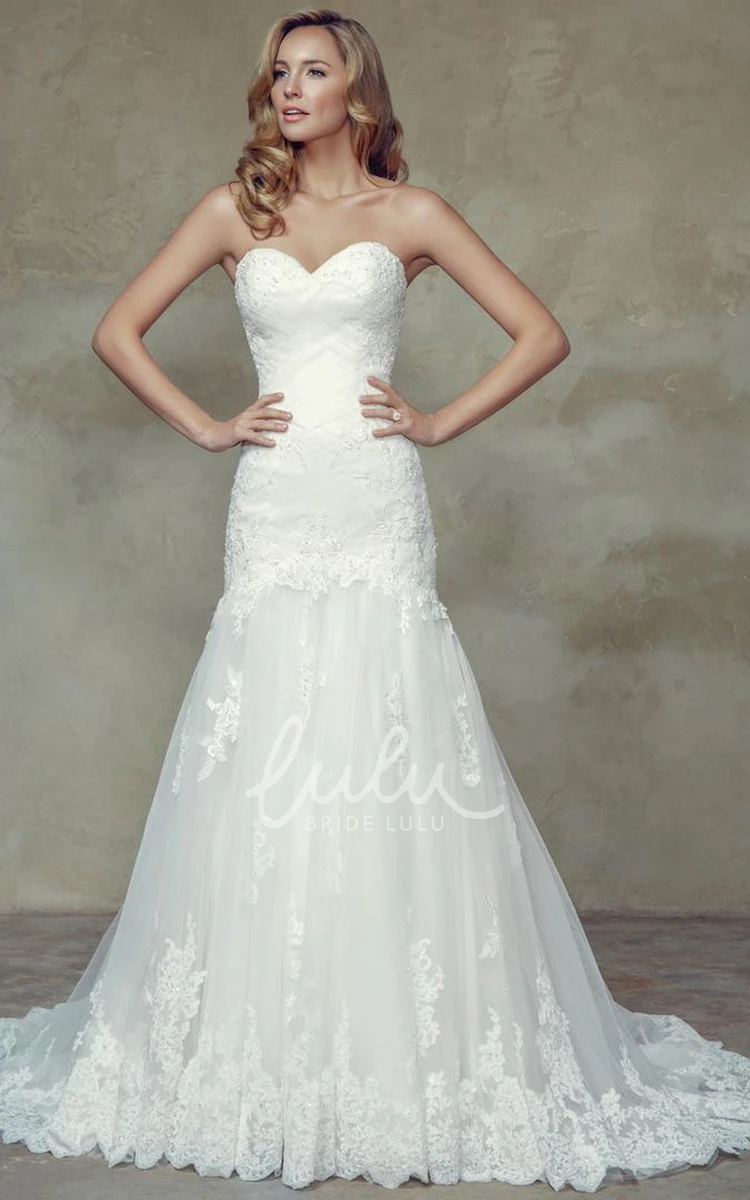 Lace Sweetheart A-Line Wedding Dress Elegant Bridal Gown with Lace-Up Back