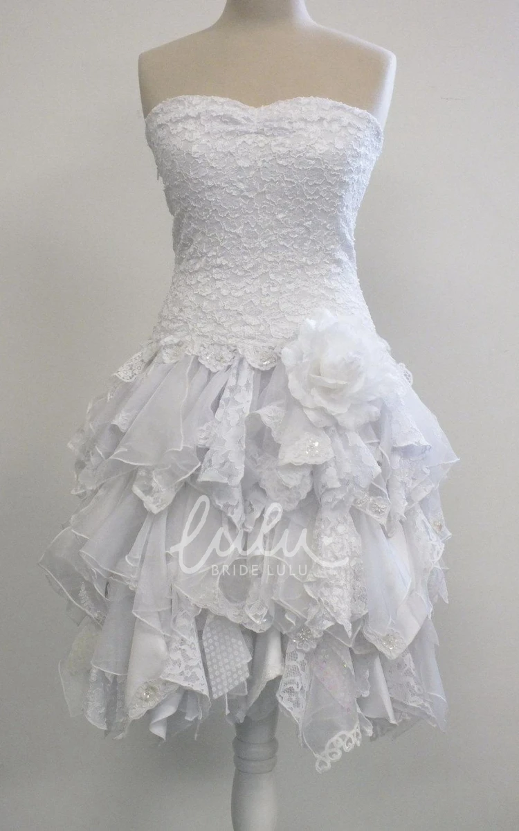 Short Ruffled A-Line Wedding Dress with Dropped Waist Casual Country Bridal Gown