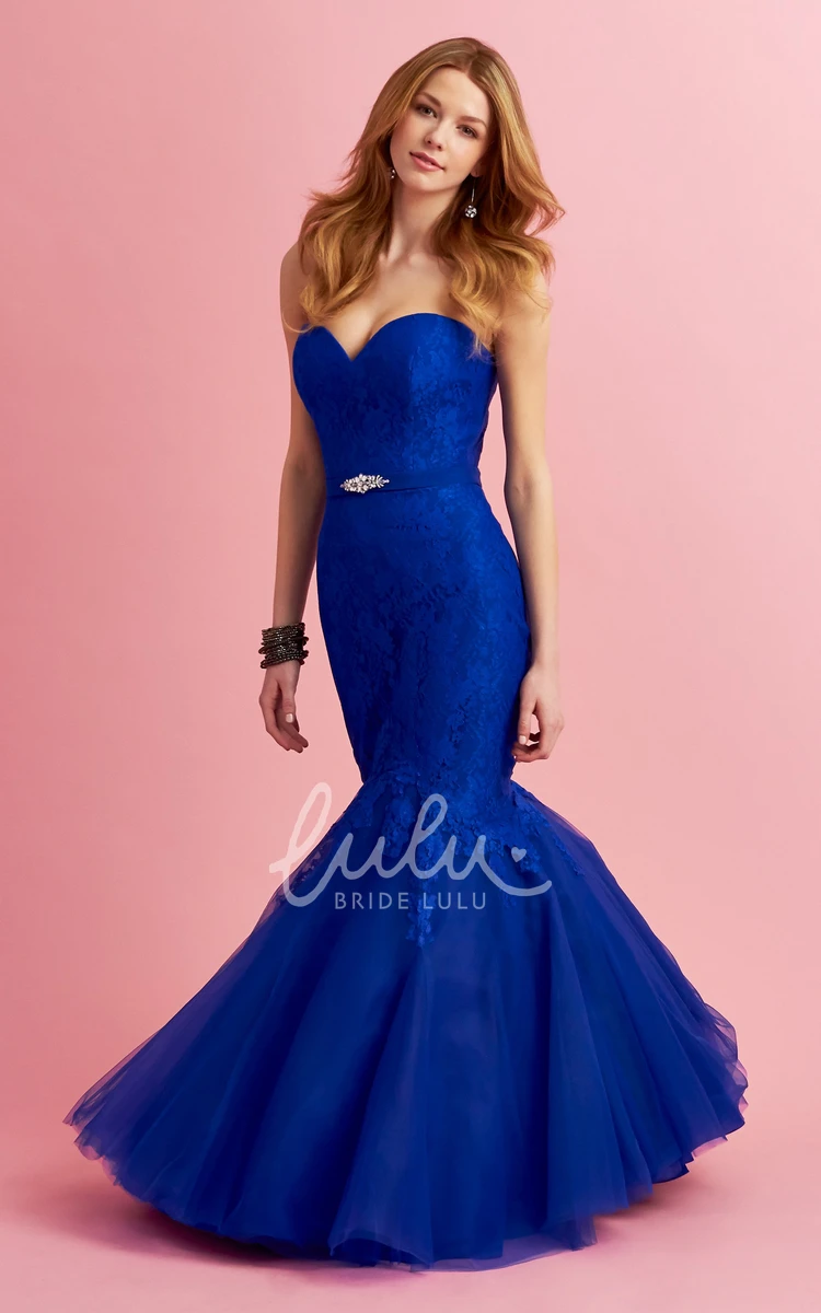 Lace Tulle Sweetheart Mermaid Prom Dress with Appliques