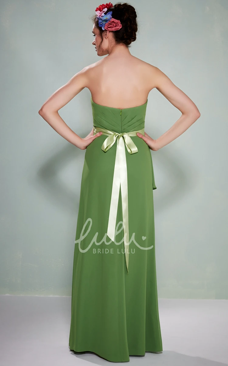 Chiffon Strapless Bridesmaid Dress with Criss-Cross Draping and Sash