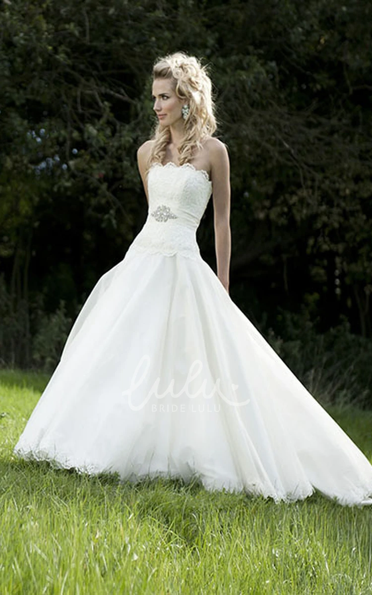 Chiffon Appliqued Wedding Dress with Bow Strapless Long