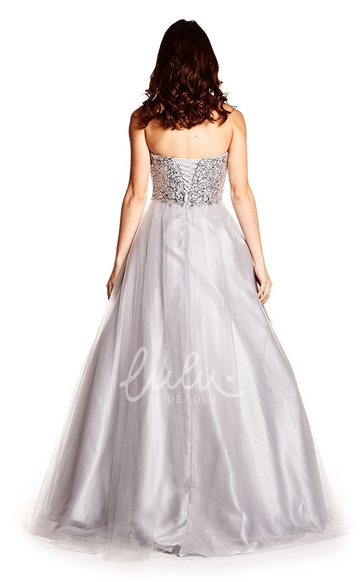 A-Line Sequin Tulle Sweetheart Prom Dress Floor-Length Women's 2024