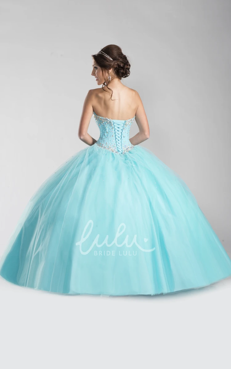Sequined Sweetheart Tulle Ball Gown with Removable Blouse Prom Dress