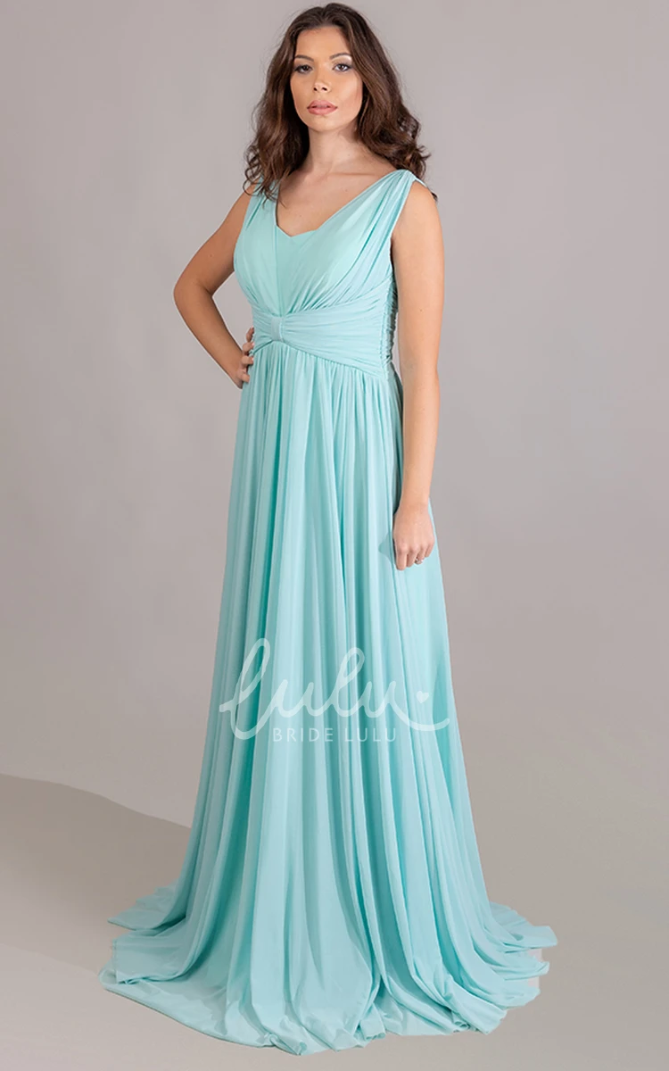 Sleeveless A-Line Formal Dress with Ruching Casual & Flowy Chiffon Bridesmaid Dress