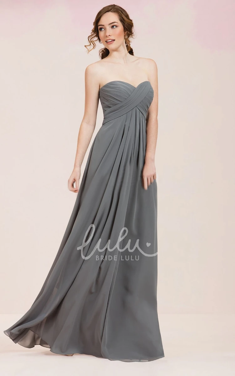 A-Line Sweetheart Ruched Bridesmaid Dress with Long Train