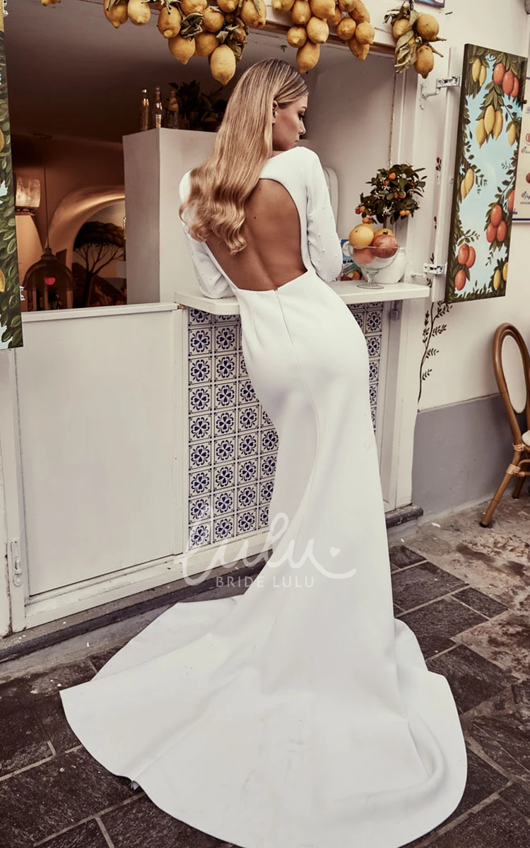Satin Mermaid Keyhole Back Split Wedding Dress Sexy & Elegant