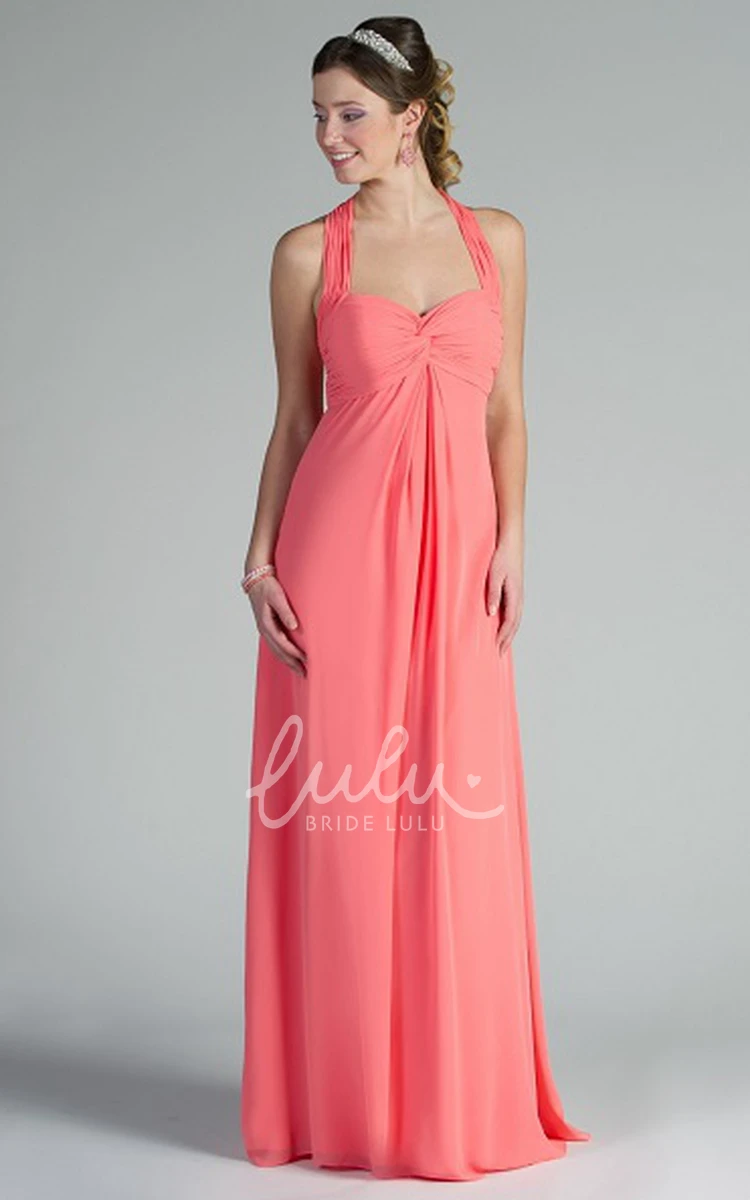 Empire Sweetheart Chiffon Bridesmaid Dress with Straps Long A-Line