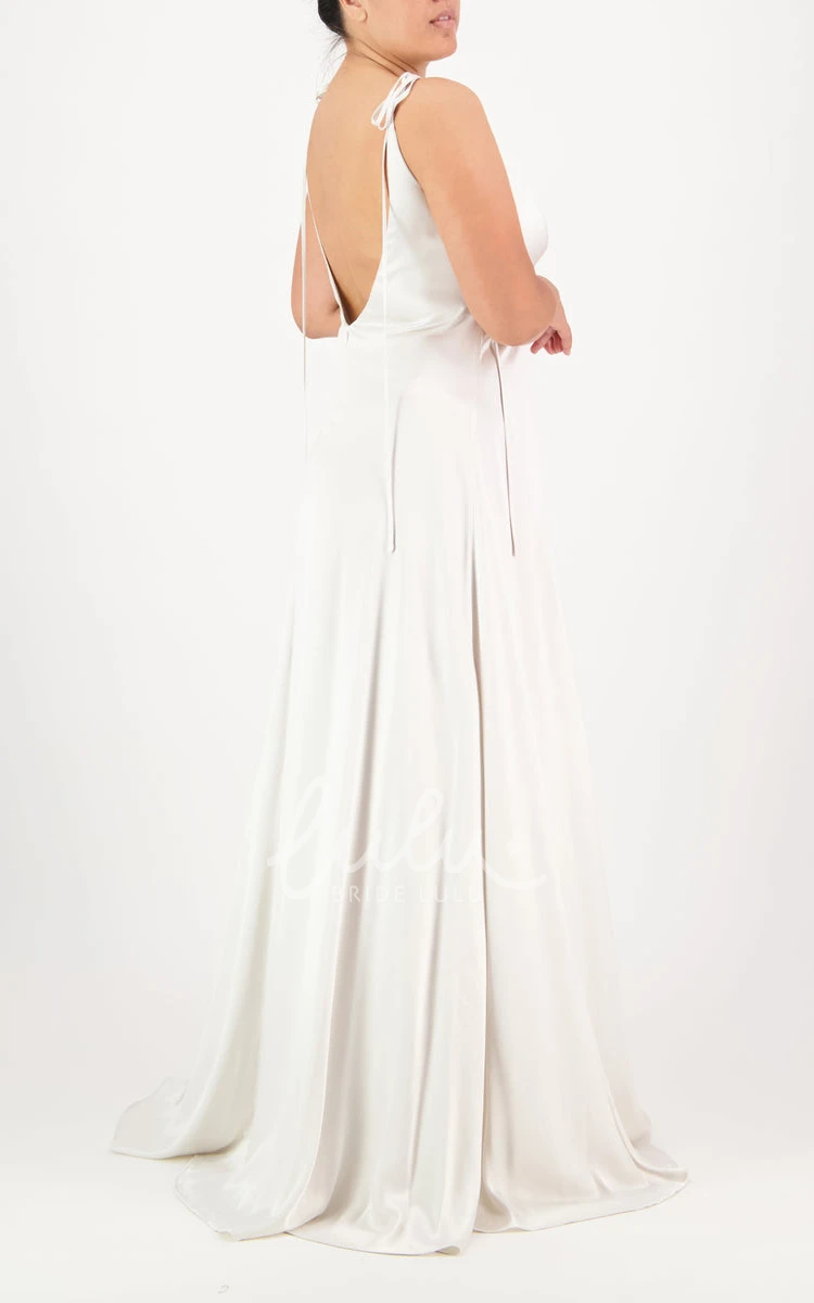 Casual Plunging Neckline A-line Bridesmaid Dress with Open Back Charmeuse & Unique