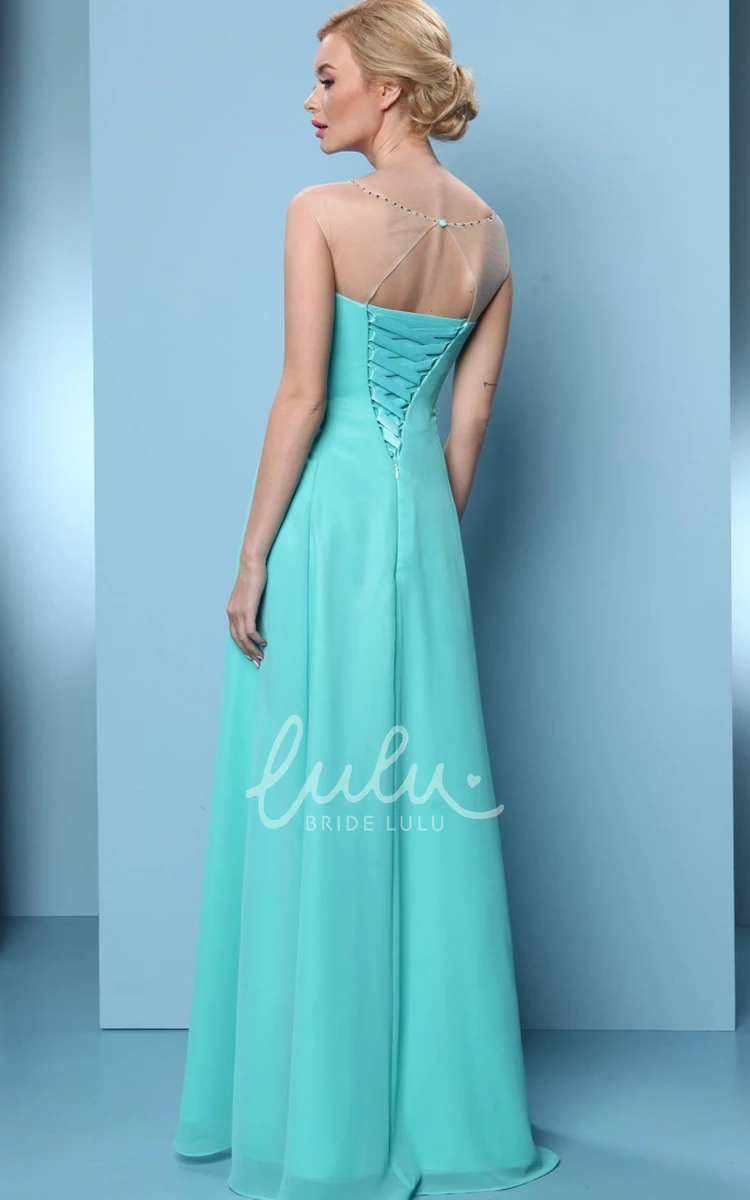 Sleeveless Chiffon Bridesmaid Dress Bateau Neck Criss-Cross